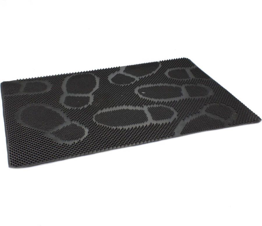 Brumag 2x Stuks rubberen deurmatten buitenmatten zwart met noppen 60 x 40 cm Anti slip vloermatten geschikt voor binnen en buiten