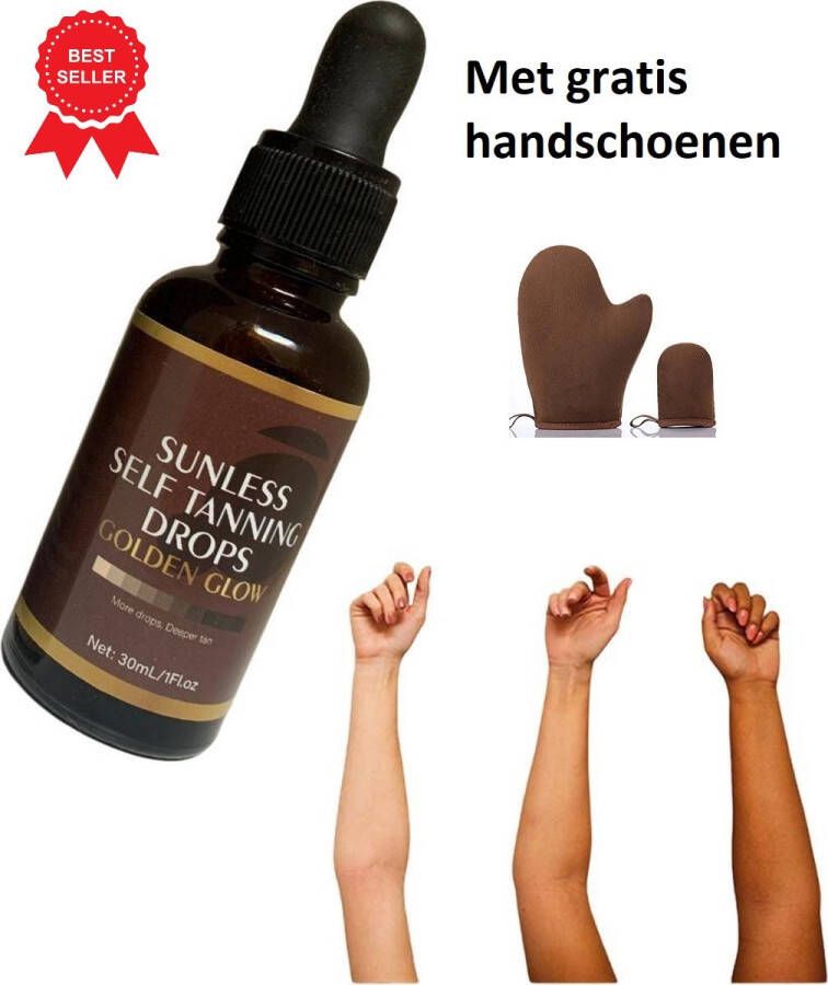 Brunnen gratis handschoenen zelfbruiners Zelfbruiner Drops Gezicht Lichaam 30ML Magic druppels tanning olie Self Tan Body