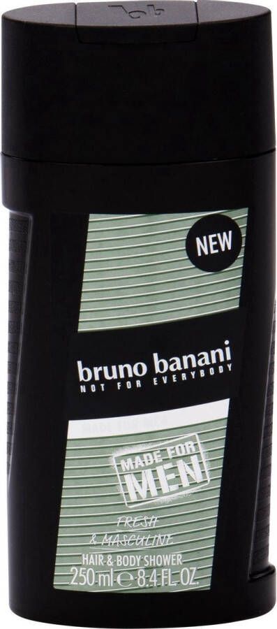 Bruno Banani Made for men Hair & Body Shower 250 ml Douchegel Heren Voordeel Set 3 Stuks Kado Tip !! Sint Kerst
