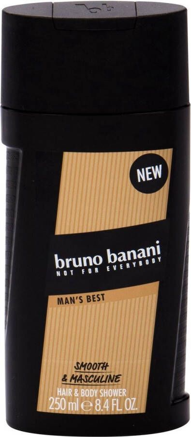 Bruno Banani Man`s Best Hair & Body Shower 250 ml Douchegel Heren Voordeel Set 3 Stuks Kado Tip !! Sint Kerst