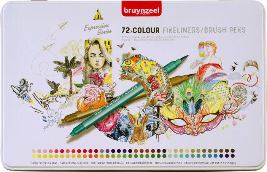BRUYNZEEL Creatives Fineliner Brushpen set 72 kleuren