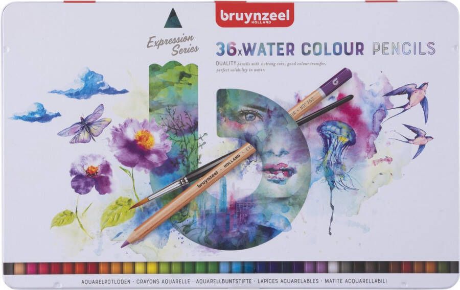 BRUYNZEEL Expression blik 36 aquarelpotloden met penseel