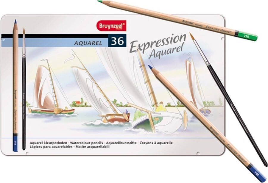 BRUYNZEEL Expression blik 36 aquarelpotloden met penseel