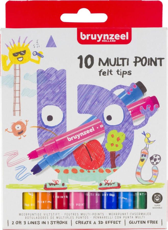BRUYNZEEL Kids 10 Multi Point viltstiften set