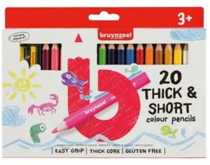 BRUYNZEEL Kids 20 korte dikke kleurpotloden met slijper