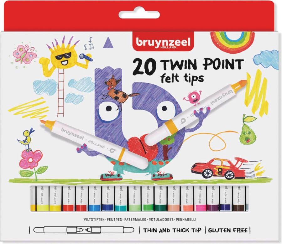 Bruynzeel Kids Viltstift Twin Points blister à 20 stuks assorti 6 stuks 6 stuks