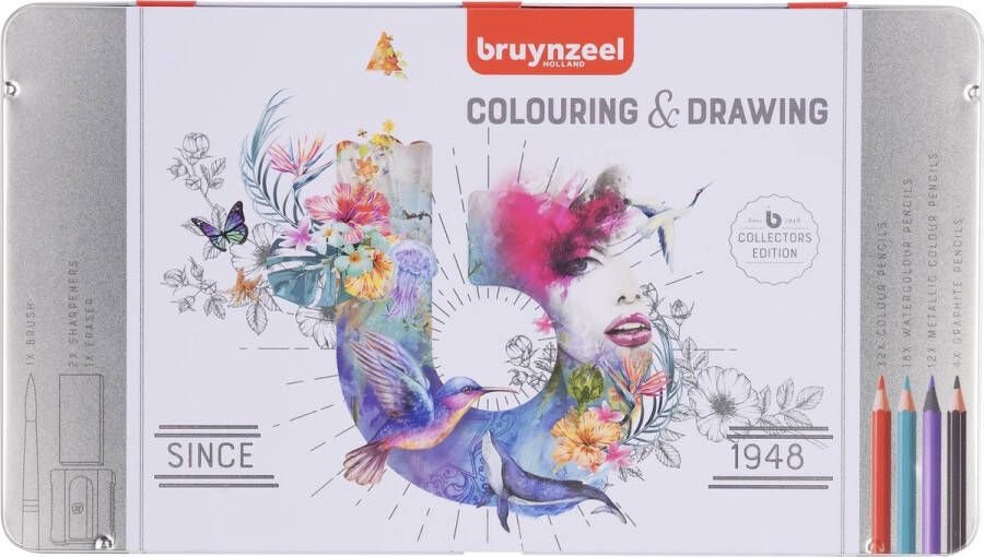 BRUYNZEEL Kleurblik 70-delig kleur metallic aquarel potloden en accessoires
