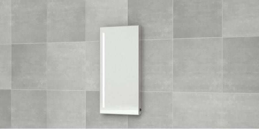 Bruynzeel spiegelpaneel 40x70cm met verticale led verlichting aluminium