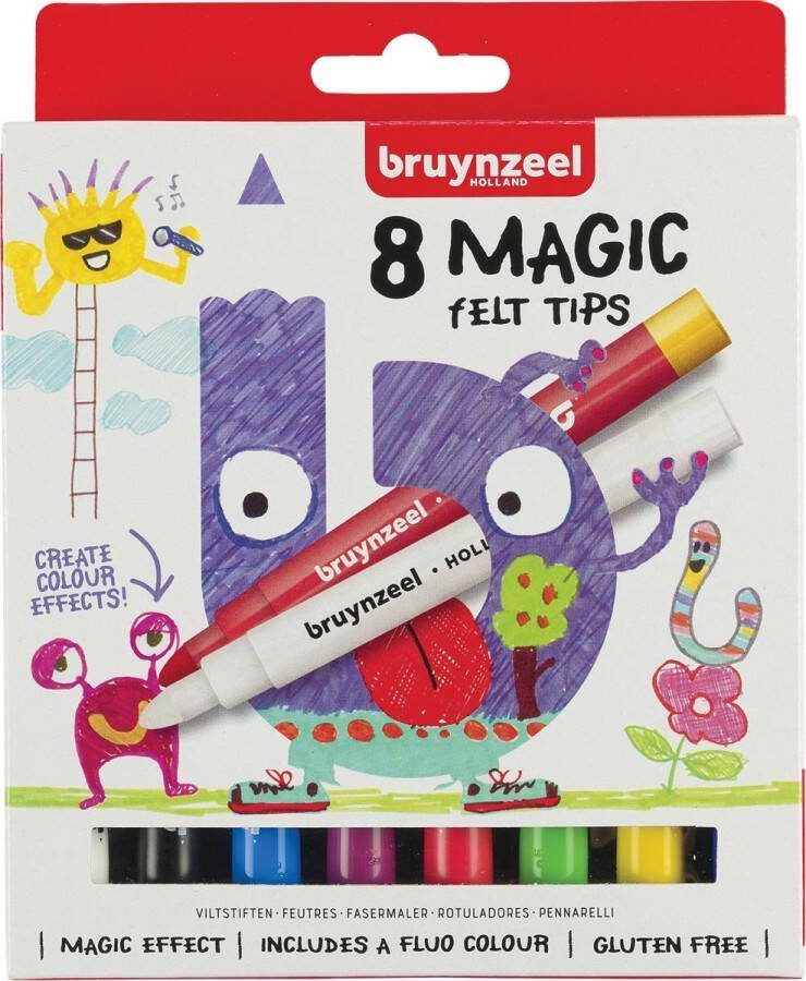 BRUYNZEEL Viltstift Kids Magic Points blister à 8 stuks assorti 6 stuks 6 stuks