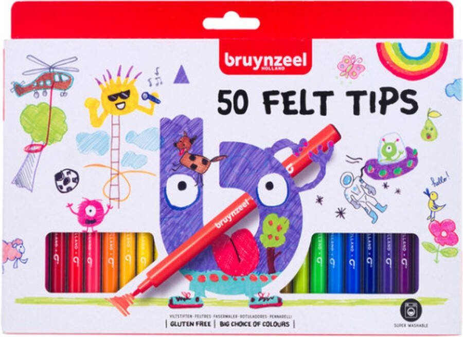 BRUYNZEEL Viltstift set 50 kleuren Set a 50 stuk 6 stuks