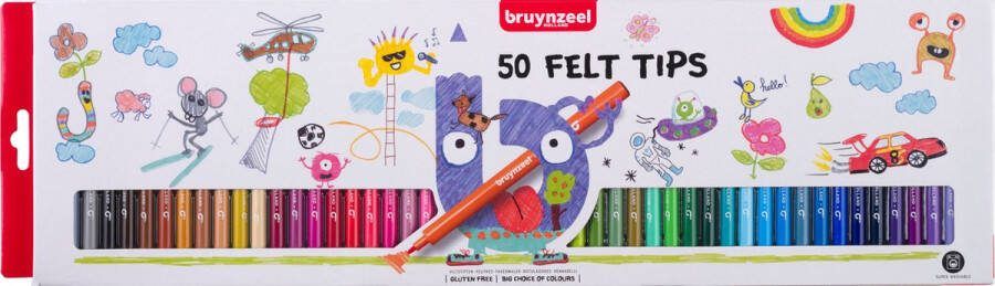 Bruynzeel-sakura Bruynzeel Kids viltstiften in etui 50 stuks