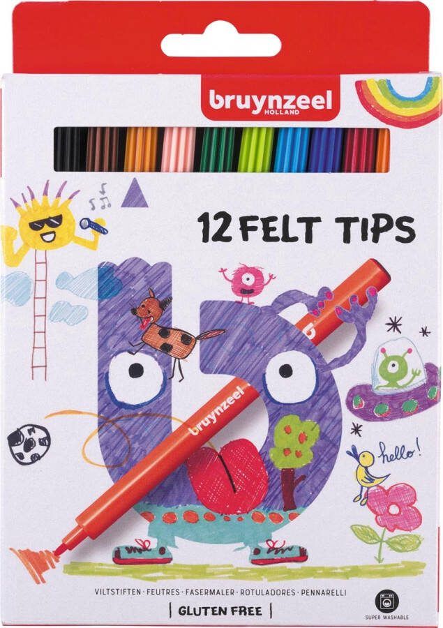 BRUYNZEEL Viltstiften set à 12 kleuren Set a 12 stuk 6 stuks
