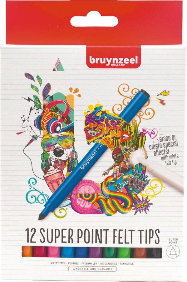 BRUYNZEEL viltstiften super points set 12 Set a 12 stuk 6 stuks