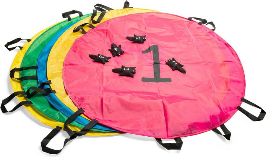 BS Toys BS Eekhoorn Parachutes Vang & Werpspel 2 tot 20 Spelers Vanaf 4 jaar Buitenspeelgoed Actief Spel