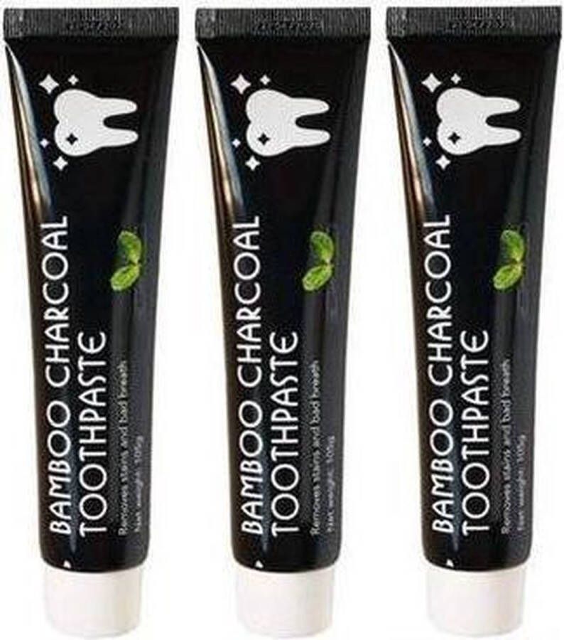 Bs online store 3x Houtskool Tandpasta 105g BAMBOO Charcoal Toothpaste Tandpasta Voor Wittere Tanden Bleken