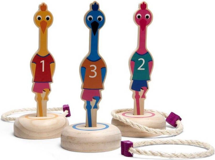 BS Toys ringwerpen Vogels 22 x 5 cm hout 6-delig