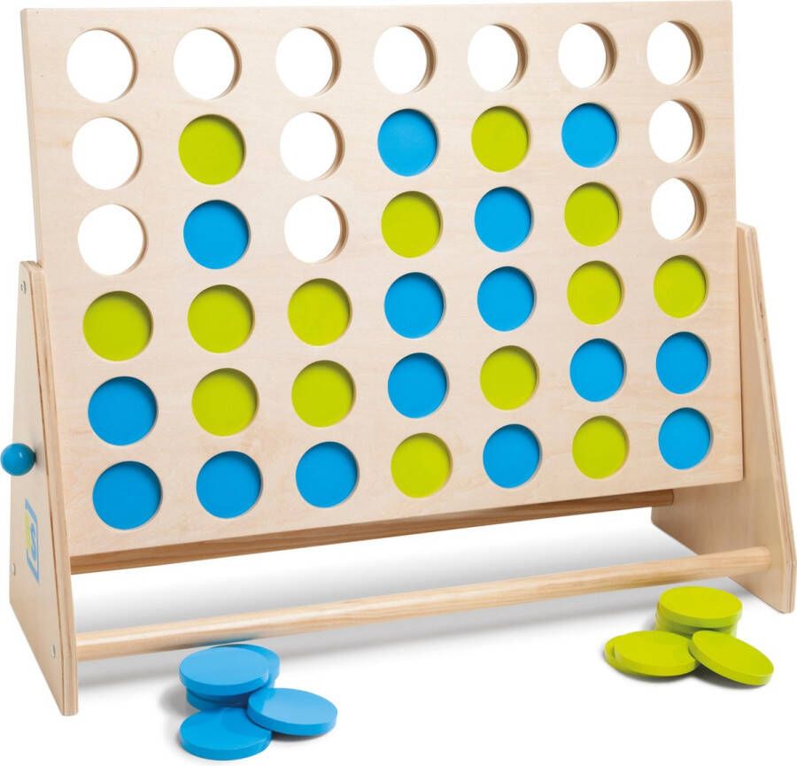 BS Toys 4 bij elkaar Strategisch Spel vanaf 6 Jaar Geschikt voor 2 Spelers Groen Blauw 4 op een rij Spelletjes voor kinderen Buiten speelgoed Buitenspel Buiten Spellen Tuin Speelgoed Houten speelgoed Gezelschapsspel