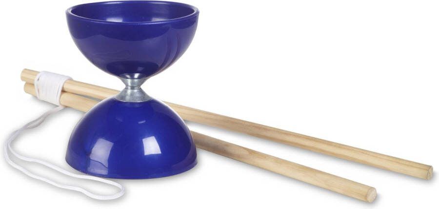 BS Toys Diabolo Rubber Speelgoed Buitenspeelgoed voor Kinderen Met Houten Stokjes Voor Jongens en Meisjes Vanaf 6 Jaar Blauw Kerstkadootjes Kerstcadeau