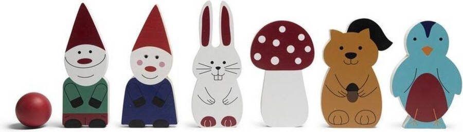 BS Toys Kabouter Bowling Kegelspel Actiespel Hout Kinder Speelgoed 3 Jaar 7 Delig