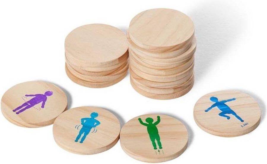 BS Toys Moves! Denkspel Actief Beweeg Spel Speelgoed Vanaf 6 Jaar Houten Kaarten Kinderspeelgoed Kerstcadeau