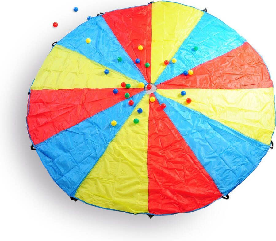 BS Toys Parachute Spel met Gat Buitenspeelgoed Vangspel Doekspel 3 tot 12 Spelers Spelletjes voor kinderen Buiten speelgoed Buitenspel Buiten Spellen Tuin Speelgoed Strandspeelgoed 3 Meter doek