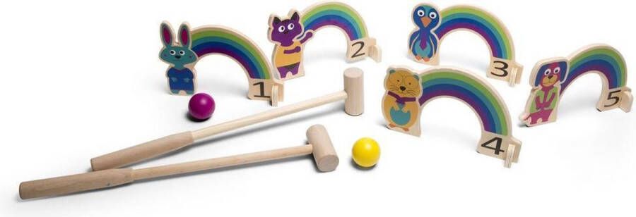 BS Toys Regenboog Croquet Spel Set Kinderen Kinderspeelgoed vanaf 3 Jaar Buitenspeelgoed 9 Delig