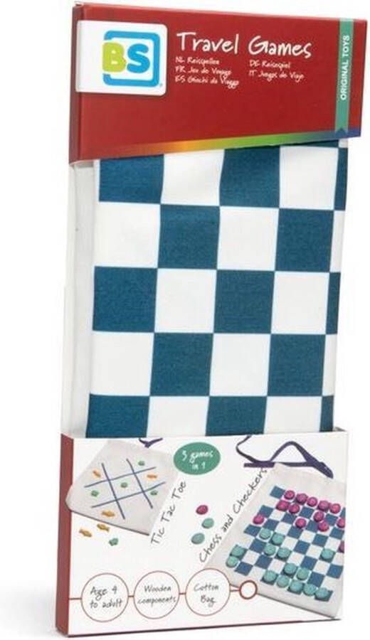 BS Toys Reisspel Dammen & Tic Tac Toe 2-in-1 Spel 24 X 22 Cm Bordspel Reis Spellen Vanaf 4 Jaar