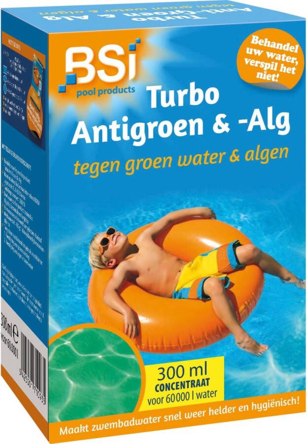 BSI Anti-groen & alg Maak groen en vuil water weer helder en hygiënisch Zwembad Spa 300 ml voor 60 000 l