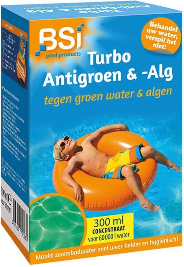 BSI Anti-groen & alg Maak groen en vuil water weer helder en hygiënisch Zwembad Spa 300 ml voor 60 000 l