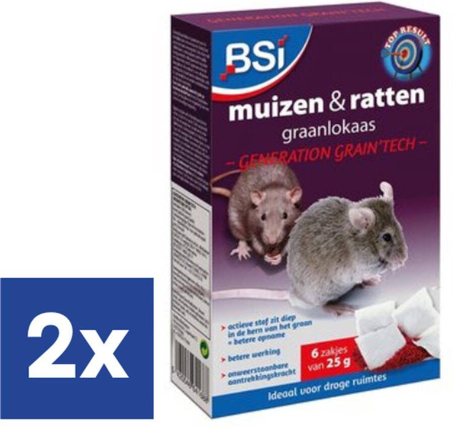 BSI Bio Services International BSI Muizen- en rattenvergif graanlokaas Generation Grain'tech 2 x 150 g