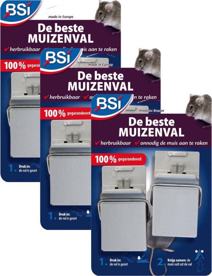 BSI De Beste Muizenval Ongediertebestrijding 3 x 2 stuks