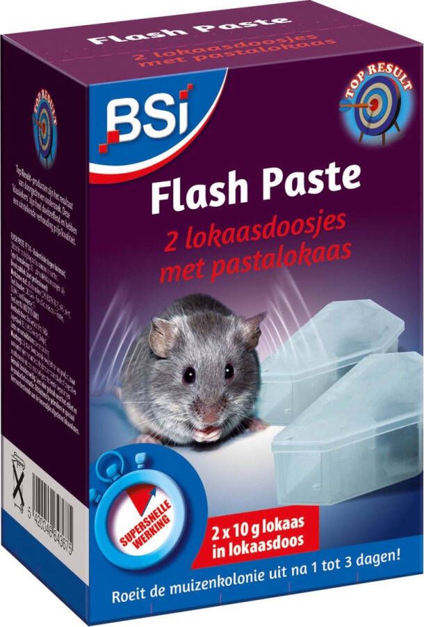 BSI Flash Paste Pastalokaas- Ongediertebestrijding 2 lokaasdoosjes met 10 g lokaas