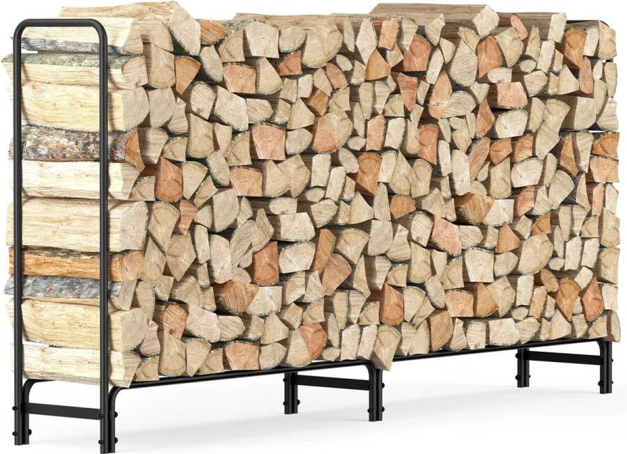 Btd Metalen Brandhout rek 2 43 MTR Brandhout Rek Metalen Rek- Metalen Brandhout Rek Brandhout Stapelrek Rek Voor Brandhout Zwart Metaal Heavy Duty Outdoor Brandhout Rek