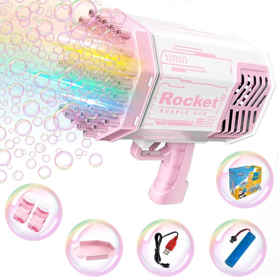 Bubble gun Bellenblaas maker Speelgoed zeepbellenmachine Bazooka 69 gaten voor 5000 bellen oplaadbaar