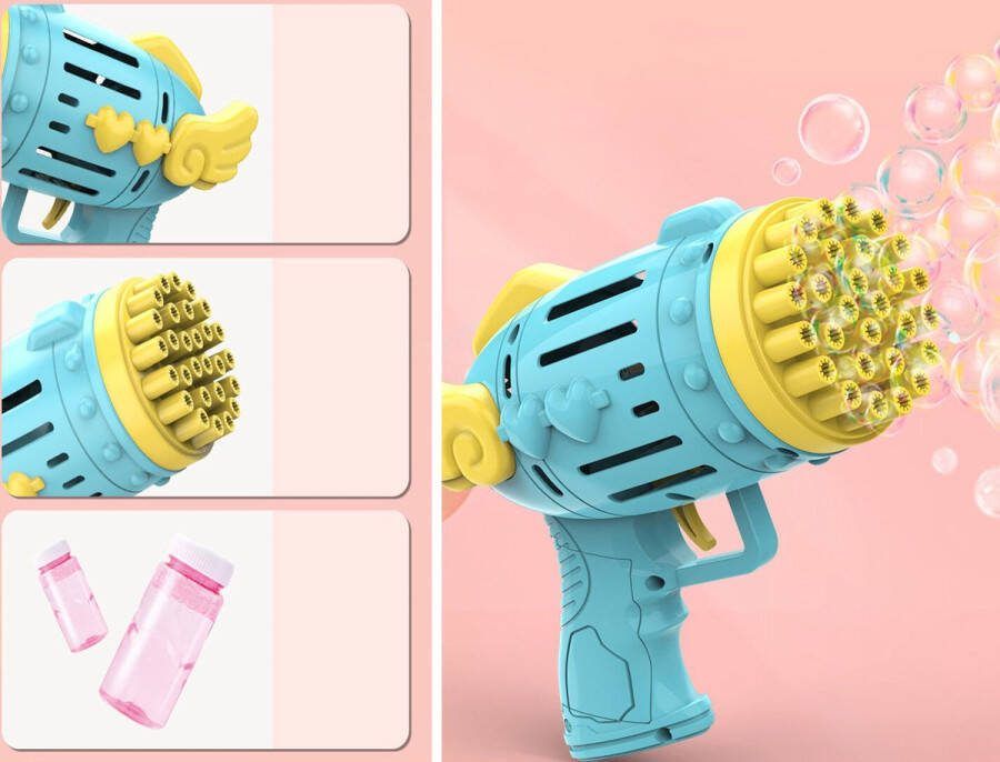 Bubble gun Bubble Angle 28 hole bellenblaas machine speelgoed Mini Bazooka blauw (incl. batterijen)