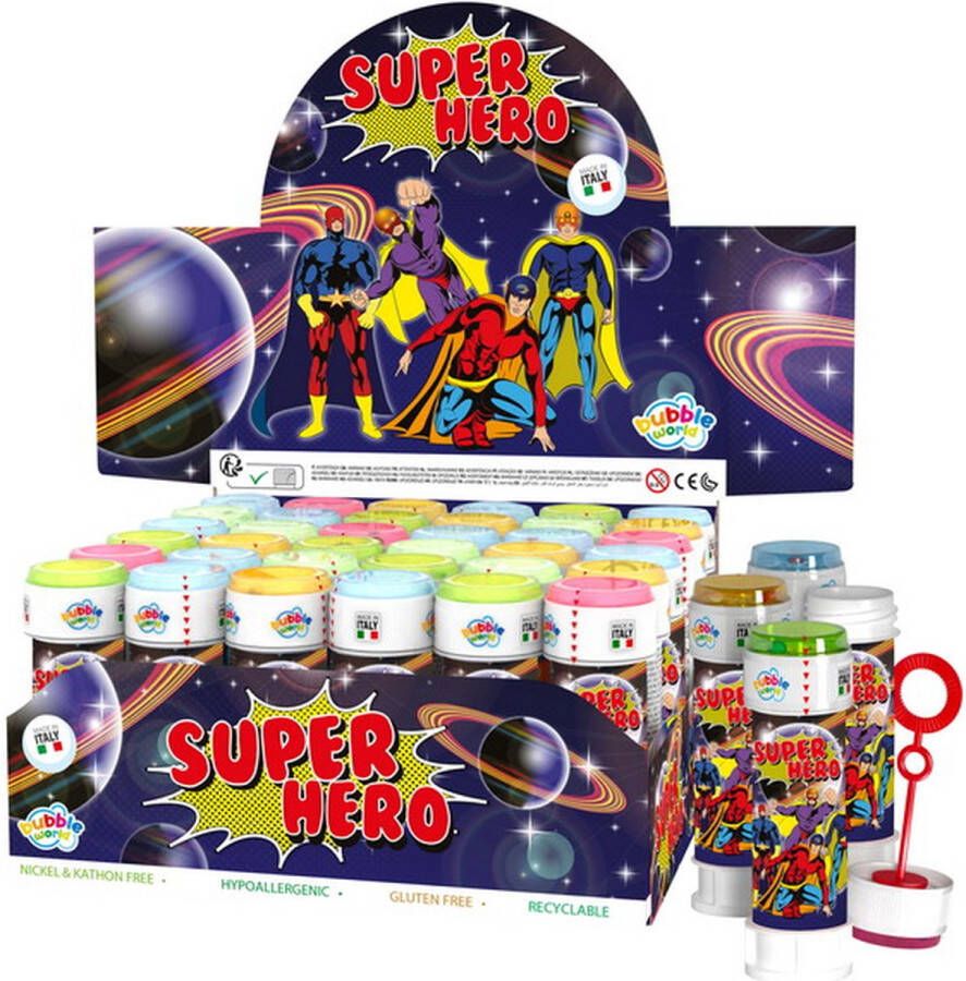 Bubble World Bellenblaas Superhelden 36 stuks Bellen blazen – Kinderverjaardag Buiten spelen