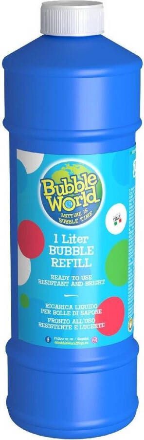 Shoppartners Bubble World navulfles Classic bellenblaassop 1000 ml blauw