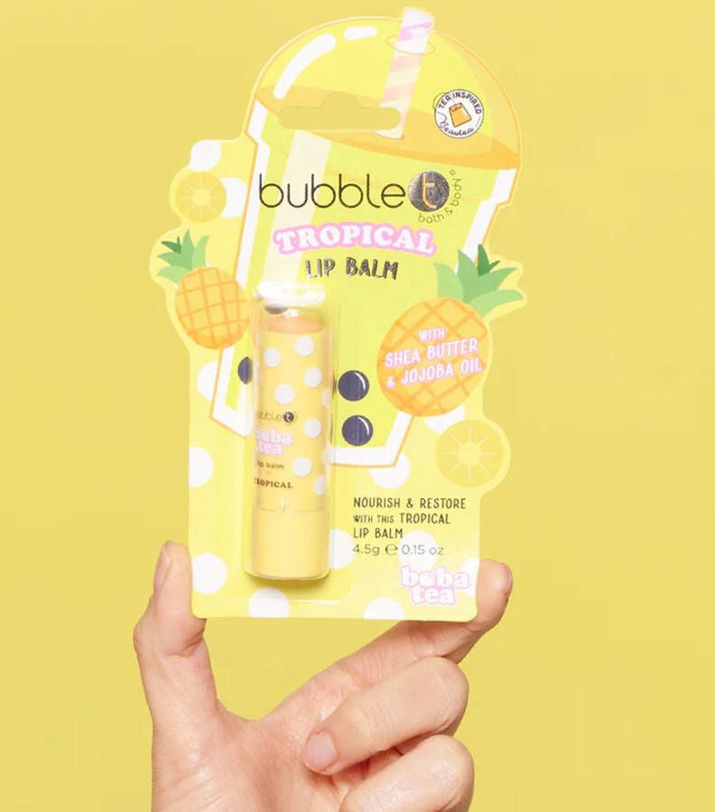 Bubble T Cosmetics BubbleT Lip balm in Tropical Lippenbalsem in Tropical Intense hydratatie Sheaboter en Jojoba-olie