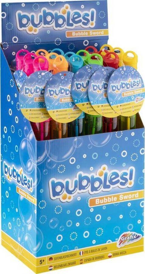 Bubbletastic XXL Traktatie Uitdeelcadeautjes voor Kinderen Display 12 x Bellenblaas Zwaard In 6 verschillende kleuren Uitdeelcadeautjes voor traktatie Bellenblaas plezier Weggeef Cadeautjes Kinderfeestje
