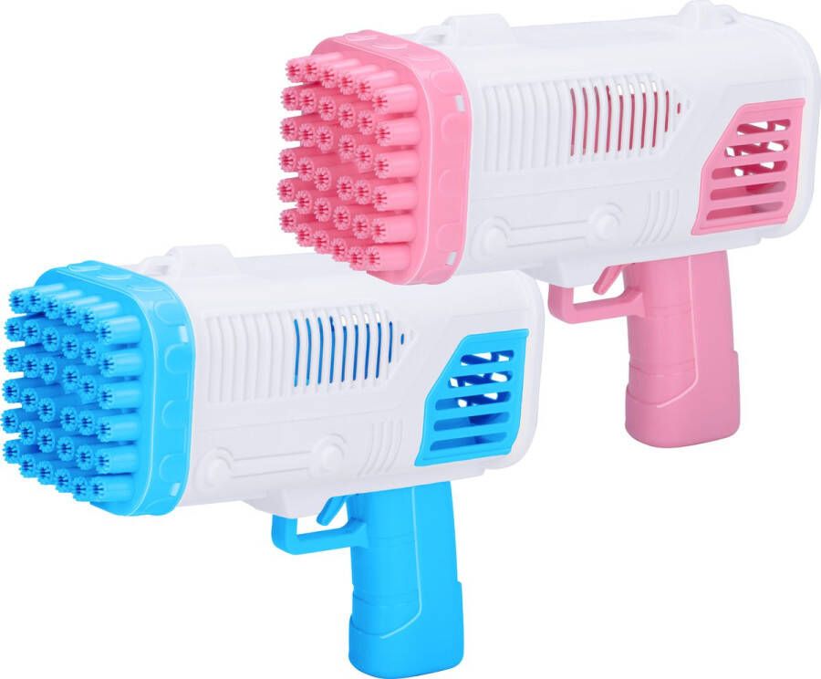 Bubblez Bellenblaas Pistool Bellenblaasmachine voor Kinderen Bellenblazer met 36 Gaten Bubble Gun AA-Batterijen Incl. 50 ml Bellenblaas 18 5 x 8 2 x 16 8 cm Roze of Blauw