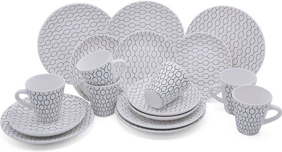 Buccan Hexagon koffieset Wit 18-delig