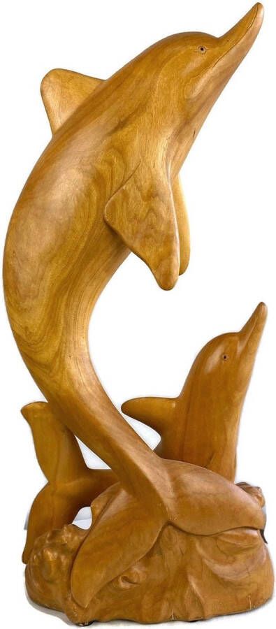 BuddhaShop houten beeld houten beeld bali vintage style unique handgemaakt beeld houten dier houten dolfijn