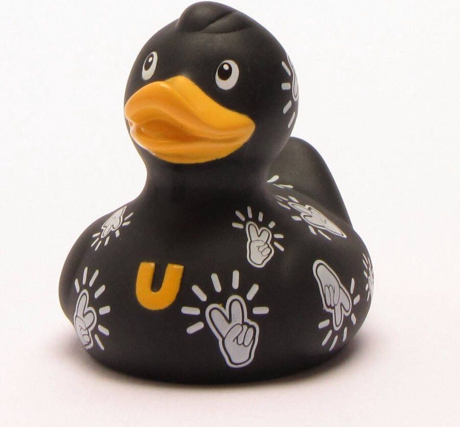 BUDDUCK.COM BUD Luxury Mini Pop Peace Duck Badeendje 6cm van in zwart en wit