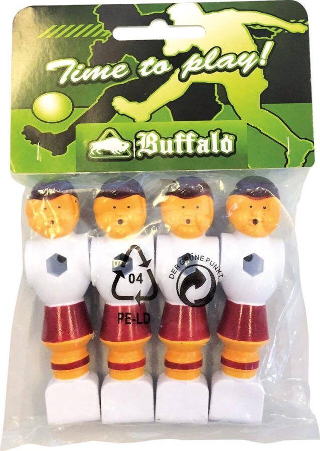 Buffalo tafelvoetbal pop 13 mm rood wit 4 stuks