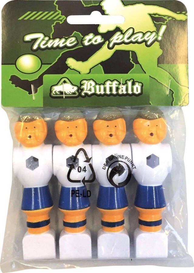 Buffalo tafelvoetbal pop 16 mm blauw wit 4 stuks