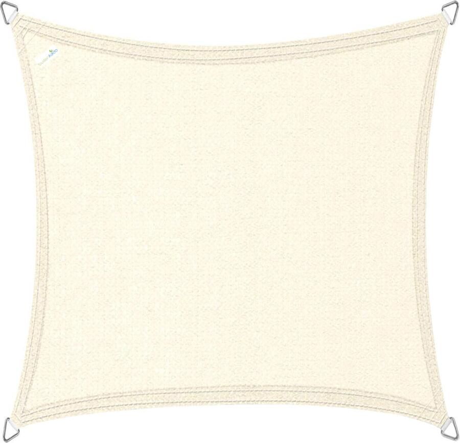 Buitenkado schaduwdoek vierkant 3x3m HDPE RVS creme wit