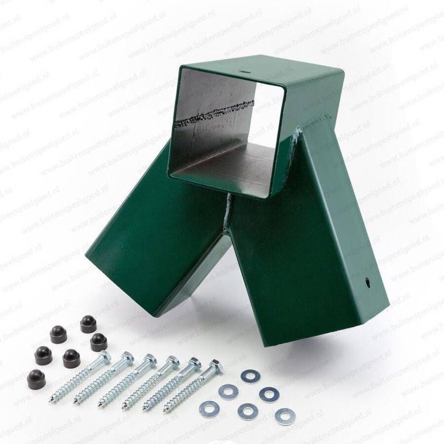 Buitenspeelgoed Keupink Hoekverbinding Vierkant Schommel schuin(100º) 90x90mm groen + Bevestigingsmateriaal