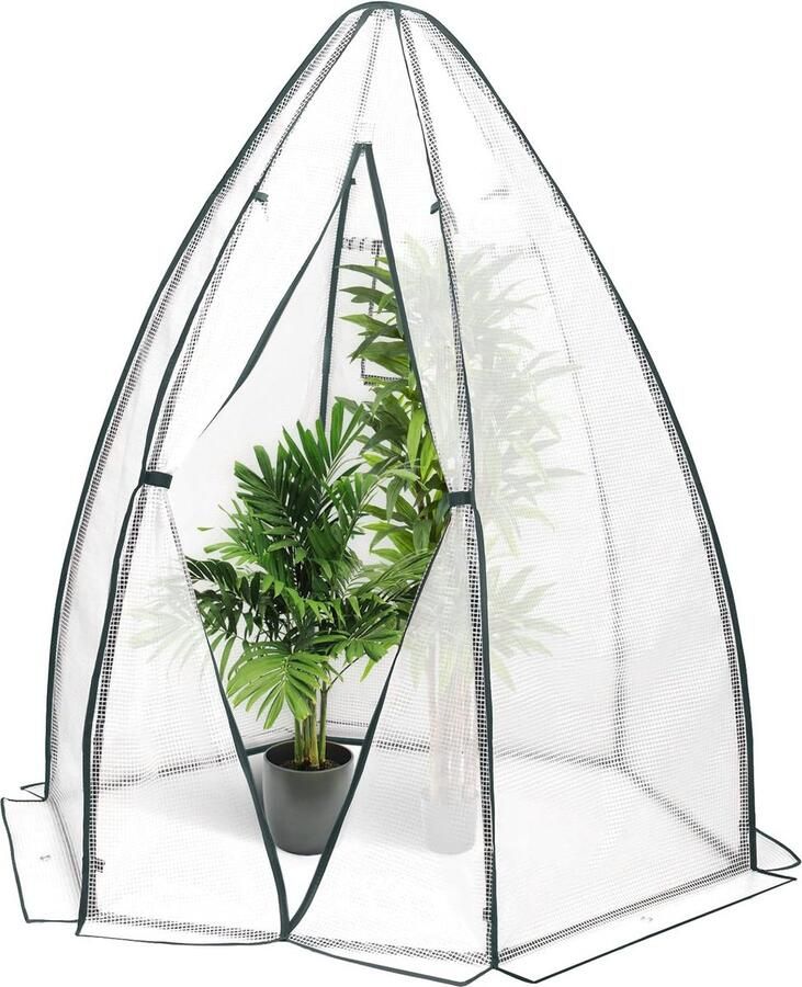 BukkitBow – Polytunnel Tuinkas – Winterproof Tunnel voor Groenten Teelt – Compacte Tuinkas met Groot Luik en Raam 140x140x180CM Wit