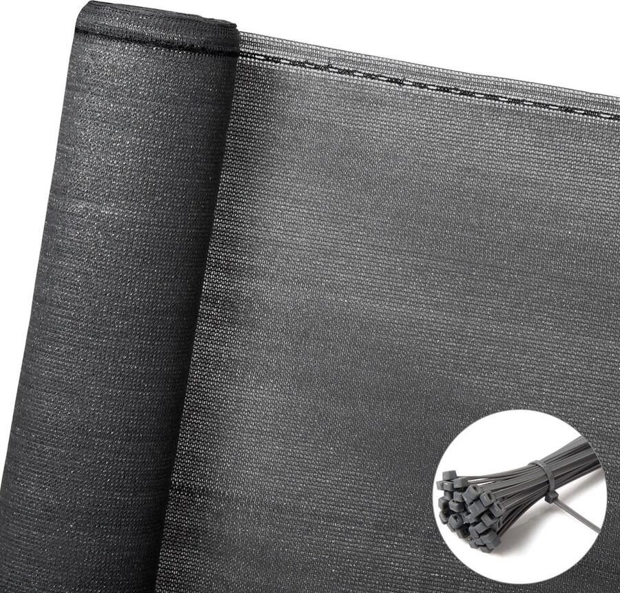 BukkitBow Privacy Scherm Antraciet 150g m² Schaduwend: 85% Temperatuurbestendig Inclusief Kabelbinders 1.2x6m