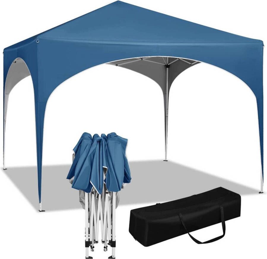 BukkitBow Partytent met Ronde Rand – Opvouwbare Tent – Waterdicht en Weersbestendig – Tuinpaviljoen 300 x 300 cm – Blauw